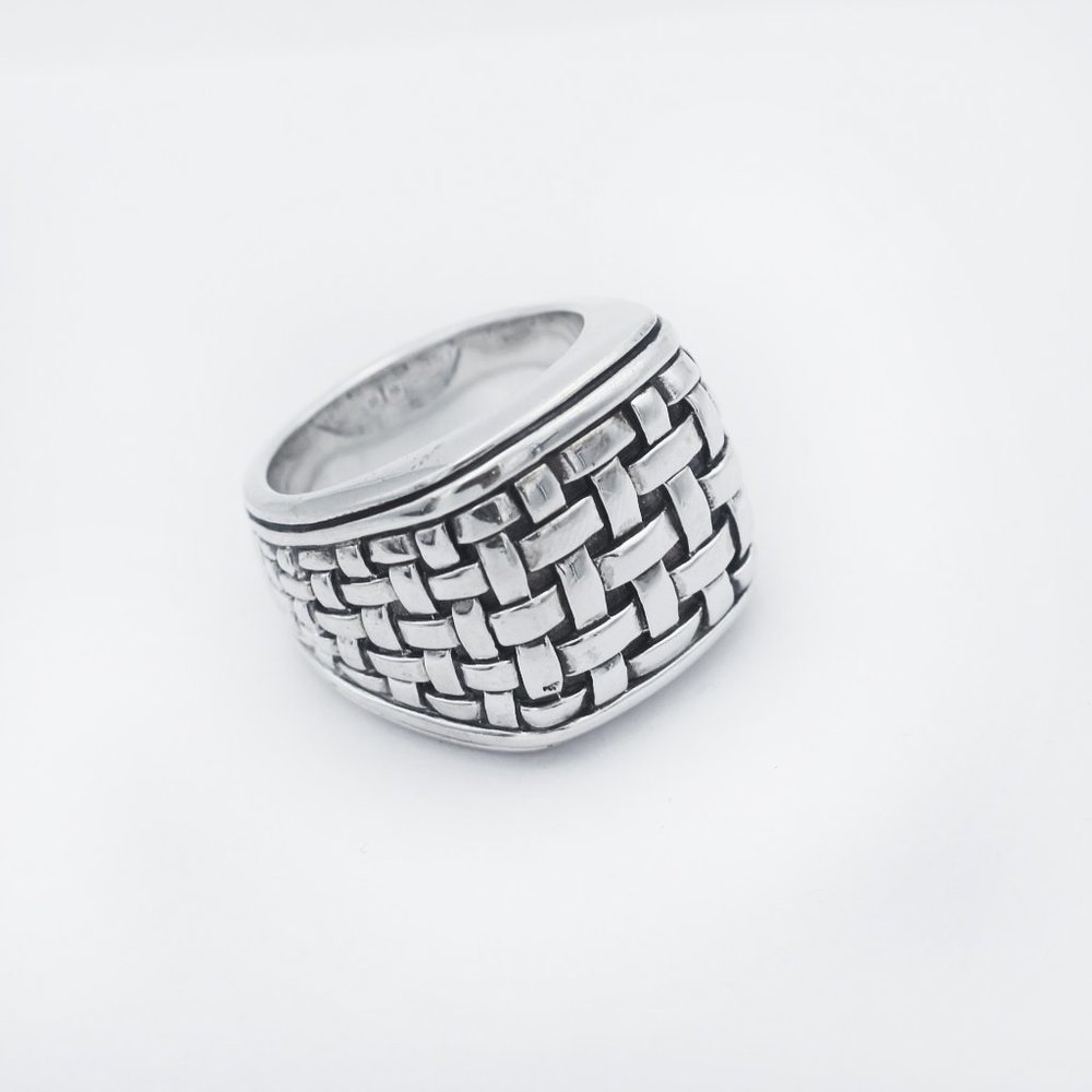 Scott Kay 925 Silver Large Basket Woven Ring